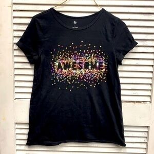 Awesome Black Tee Rainbow sequins size 16